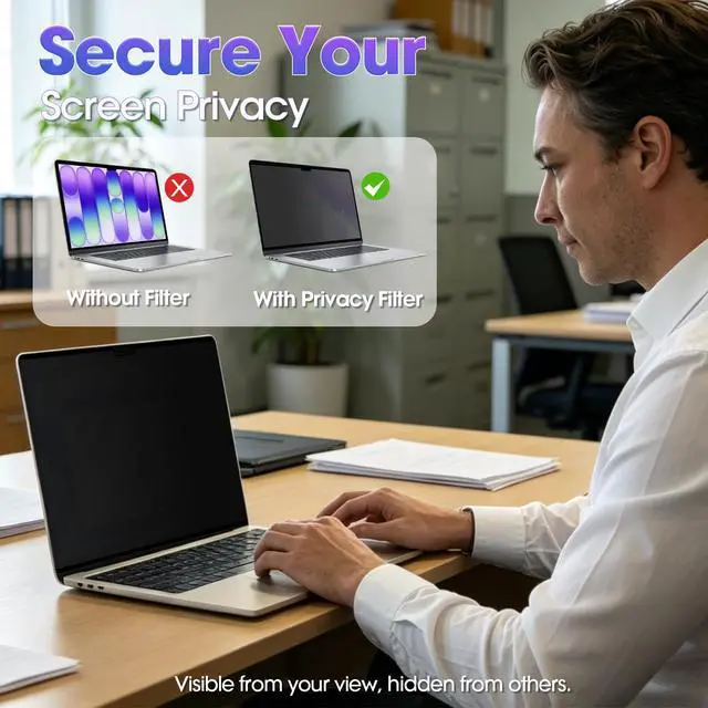 Alt view image 5 of 7 - Magnetic Privacy Screen for MacBook Air 15 inch (2023-2026, M2-M5), Thin Removable Shield Anti-Glare, Washable Filter for Cafe & Library Use