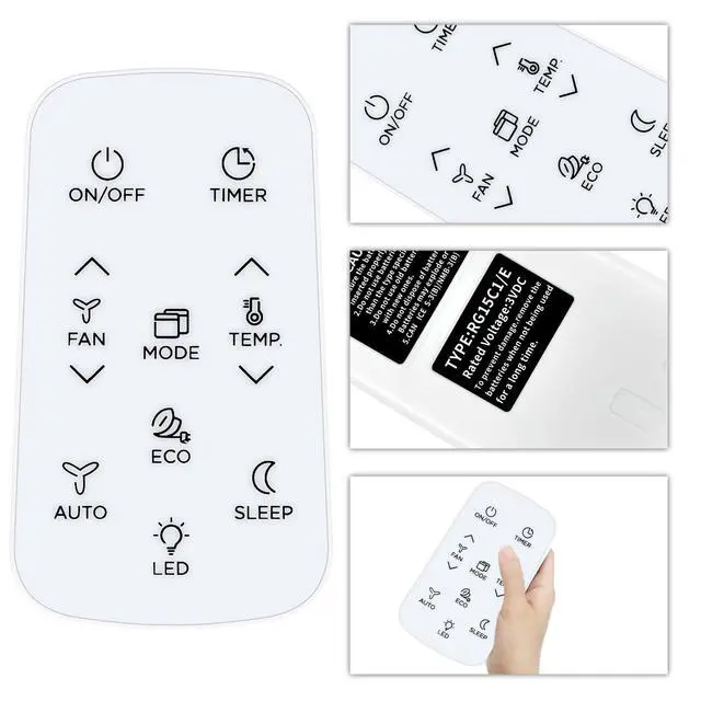 Alt view image 2 of 5 - RG15C/E Replacement Remote for Toshiba Window Air Conditioner RG15C1/E | Compatible Models: RAC-WK1012ESCWRU RAC-WK0612CRRU RAC-WK1212ESCWRU RAC-WK0812ESCWRU, No Programming, Fast Response