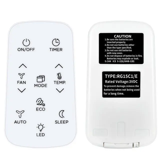 Alt view image 3 of 5 - RG15C/E Replacement Remote for Toshiba Window Air Conditioner RG15C1/E | Compatible Models: RAC-WK1012ESCWRU RAC-WK0612CRRU RAC-WK1212ESCWRU RAC-WK0812ESCWRU, No Programming, Fast Response