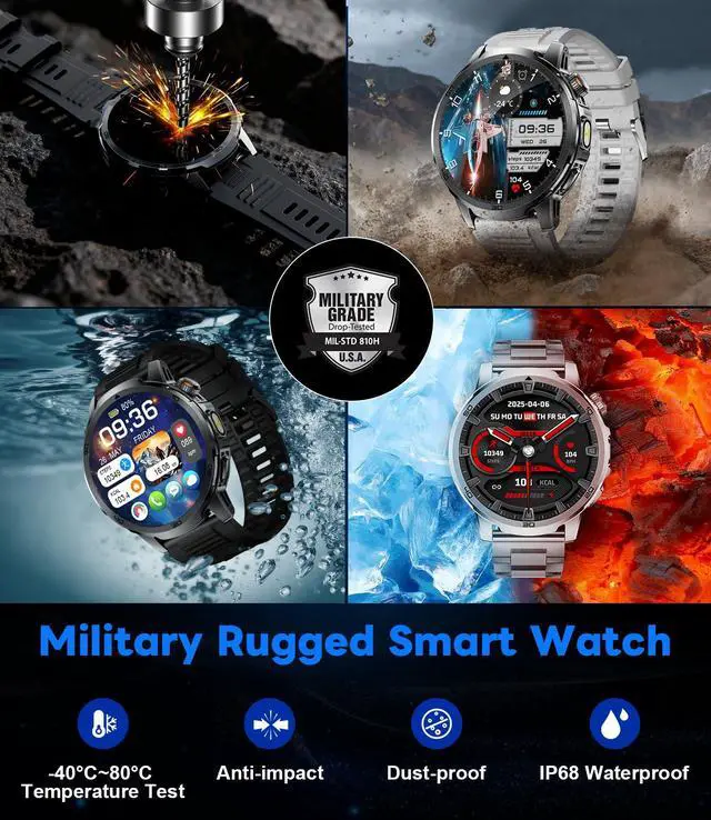 Alt view image 4 of 6 - Smart Watches for Men 1000mAh 1.85" HD IP68 Sport LED Light | Large Battery Big Touch Screen 110+ Sports Modes Waterproof