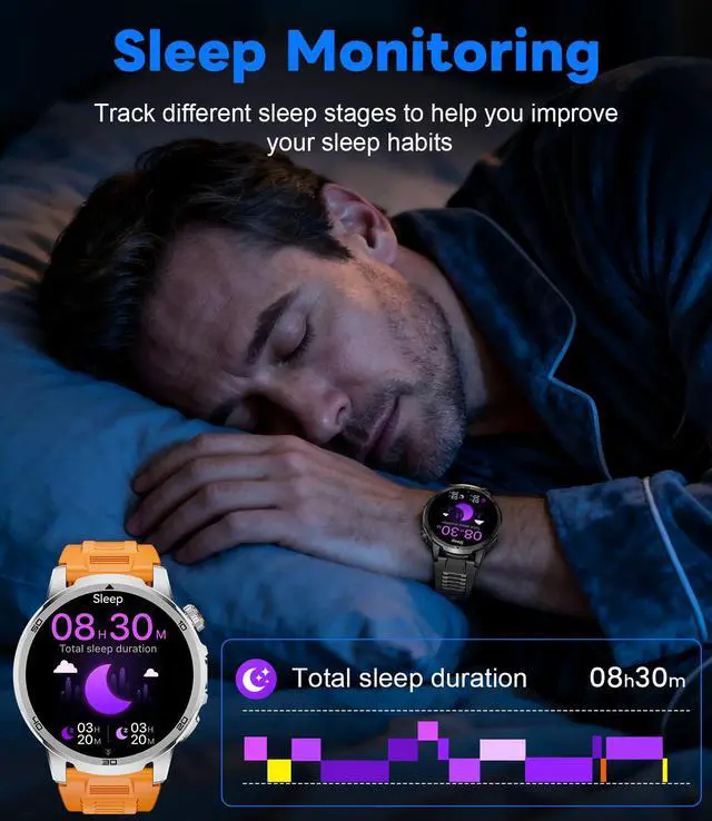 Alt view image 6 of 6 - Smart Watches for Men 1000mAh 1.85" HD IP68 Sport LED Light | Large Battery Big Touch Screen 110+ Sports Modes Waterproof