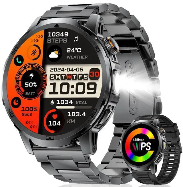 Main image of Smart Watches for Men 1000mAh 1.85" HD Military IP68 LED Light Sport | Large Battery Big Touch Screen 110+ Sports Modes Waterproof