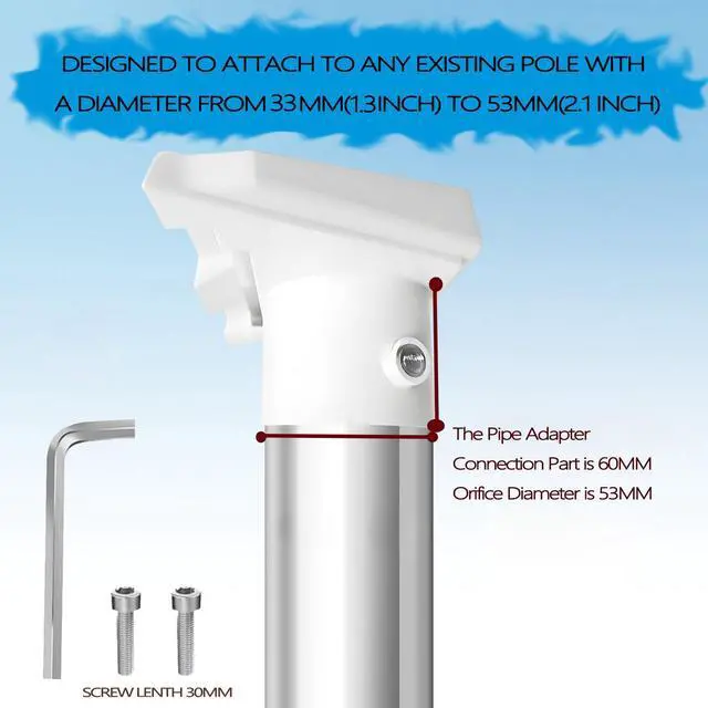 Alt view image 2 of 7 - Starlink Mini Pipe Adapter, Starlink Mini Pole Mount, for Starlink Mini Standard Dish Mount, Easy Installation Compatible with 1.3-2'' Poles, Starlink Mini Mounting Kit