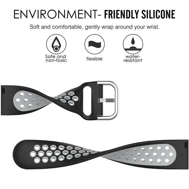 Alt view image 3 of 7 - Breathable Band for Garmin Vivoactive 6/5/3, Soft Silicone Band Replacement for Garmin Venu Sq 2/Venu 2 Plus/Forerunner 55/Forerunner 165/Vivomove Sport/Vivomove Trend/Approach S40 S42 S12