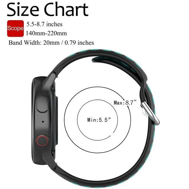 Alt view image 4 of 7 - Breathable Band for Garmin Vivoactive 6/5/3, Soft Silicone Band Replacement for Garmin Venu Sq 2/Venu 2 Plus/Forerunner 55/Forerunner 165/Vivomove Sport/Vivomove Trend/Approach S40 S42 S12
