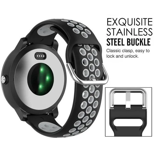 Alt view image 7 of 7 - Breathable Band for Garmin Vivoactive 6/5/3, Soft Silicone Band Replacement for Garmin Venu Sq 2/Venu 2 Plus/Forerunner 55/Forerunner 165/Vivomove Sport/Vivomove Trend/Approach S40 S42 S12