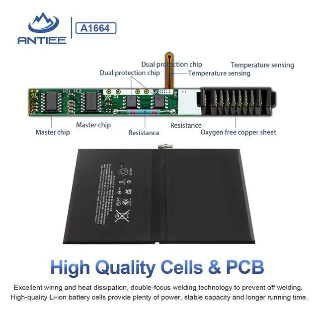 Alt view image 4 of 7 - A1664 Tablet Battery for Apple iPad Pro 9.7 (2016) A1673 A1674 A1675 | Wi-Fi/Cellular, 020-00823 MLMW2LL/A MLN02LL/A MLMN2LL/A MLMV2LL/A MLMY2LL/A MLMQ2LL/A MM192LL/A MLMX2LL/A MLN12LL/A 7306mAh