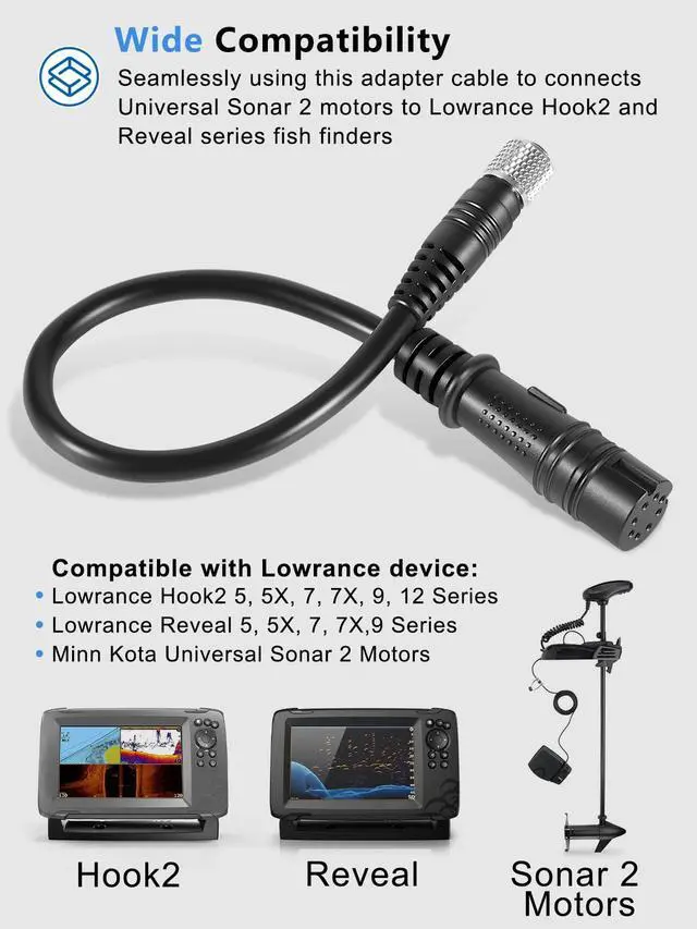 Alt view image 3 of 6 - 1852075 MKR-US2-15 Universal Sonar 2 Adapter Cable Compatible with Lowrance Hook 2, Reveal Series, Universal Sonar 2 Motors