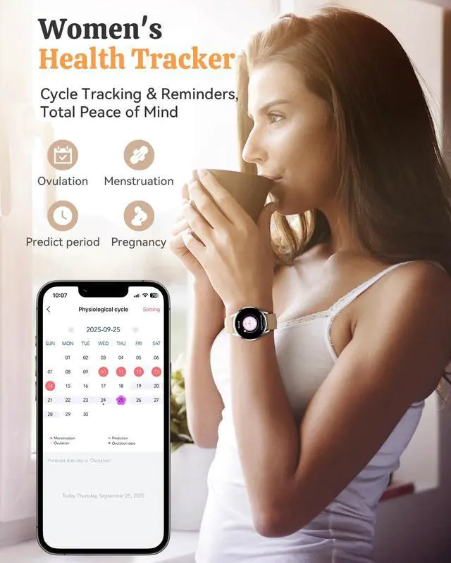 Alt view image 7 of 7 - Smart Watch Fitness Tracker for iPhone Android for Women Men, Activity Tracker with Calorie & Step Counter, 150+ Sports, Daily Workout & Sleep MonitorIP68 Waterproof Smartwatch (Gold)