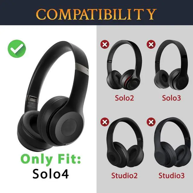 Alt view image 2 of 5 - Cooling Gel Earpads Cushions Replacement for Beats Solo 4 Wireless On-Ear Headphones, Solo4 Ear Pads with High-Density Noise Isolation Foam, Added Thickness - Black