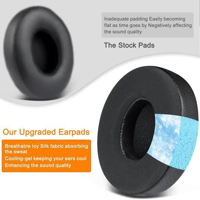 Alt view image 4 of 5 - Cooling Gel Earpads Cushions Replacement for Beats Solo 4 Wireless On-Ear Headphones, Solo4 Ear Pads with High-Density Noise Isolation Foam, Added Thickness - Black