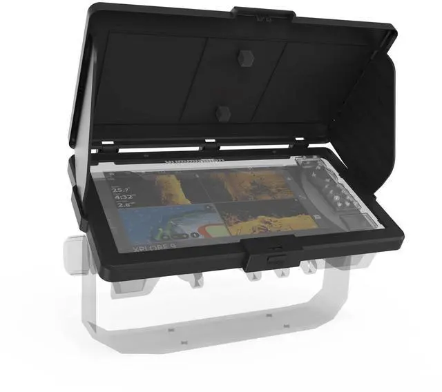 Main image of Sunvisor Cover for Humminbird Xplore 9 GPS Fish Finder,Black | Foldable sun visor minimizes screen glare,Splash resistant against rain and seawater splashes
