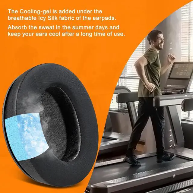 Alt view image 5 of 5 - Cooling Gel Earpads Replacement for KRK KNS6400/KNS6402/KNS8400/KNS 8402 Headphones, Ear Pads Cushions with Durable Ice Silk Fabric, Comfort Noise Isolation Foam - Black