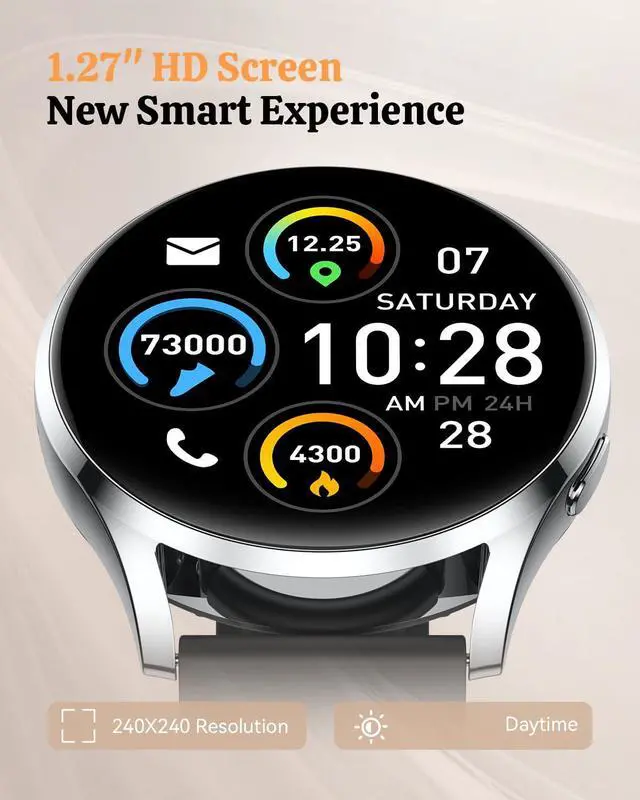 Alt view image 2 of 7 - Smart Watch Fitness Tracker for iPhone Android for Women Men, Activity Tracker with Calorie & Step Counter, 150+ Sports, Daily Workout & Sleep MonitorIP68 Waterproof Smartwatch (Black)