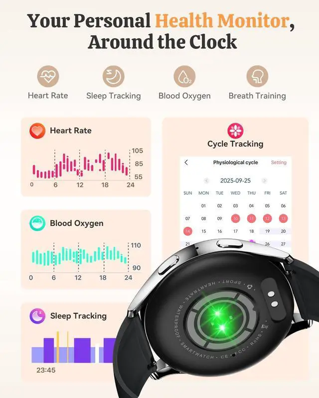 Alt view image 3 of 7 - Smart Watch Fitness Tracker for iPhone Android for Women Men, Activity Tracker with Calorie & Step Counter, 150+ Sports, Daily Workout & Sleep MonitorIP68 Waterproof Smartwatch (Black)