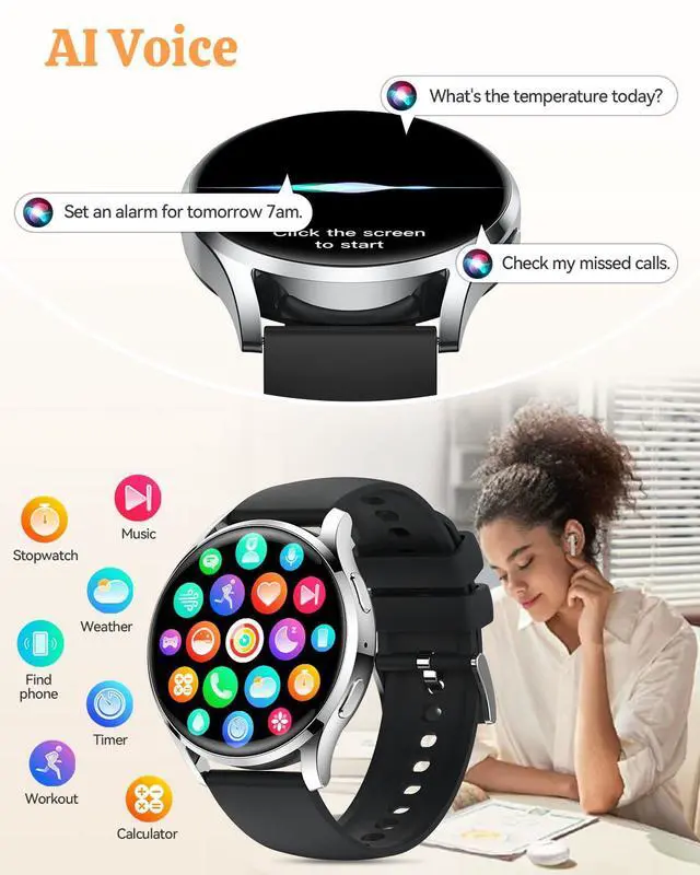 Alt view image 6 of 7 - Smart Watch Fitness Tracker for iPhone Android for Women Men, Activity Tracker with Calorie & Step Counter, 150+ Sports, Daily Workout & Sleep MonitorIP68 Waterproof Smartwatch (Black)