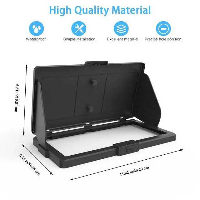 Alt view image 3 of 7 - Sunvisor Cover for Humminbird Xplore 9 GPS Fish Finder,Black | Foldable sun visor minimizes screen glare,Splash resistant against rain and seawater splashes