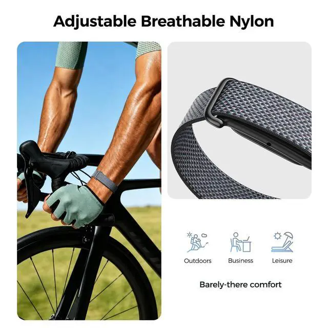 Alt view image 5 of 7 - 3-Pack Nylon Loop Bands Compatible with Google Fitbit Air | Soft & Breathable Nylon, Lightweight for Sport,Sleep & Daily, Adjustable Hook & Loop Closure, Secure Fit for Women & Men
