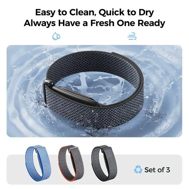 Alt view image 7 of 7 - 3-Pack Nylon Loop Bands Compatible with Google Fitbit Air | Soft & Breathable Nylon, Lightweight for Sport,Sleep & Daily, Adjustable Hook & Loop Closure, Secure Fit for Women & Men