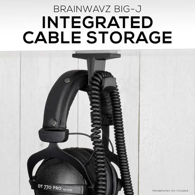 Alt view image 3 of 7 - BigJ Under Desk Headphone Stand (2 Pack) Hanger Holder Mount for Headphones, Gaming Headsets, Mobiles Accessories, Stick On, No Screws (Black)