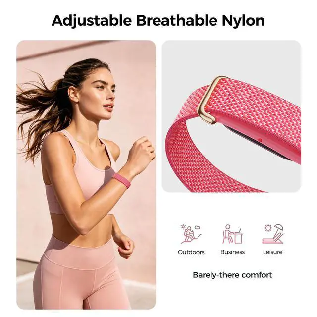 Alt view image 5 of 7 - 3-Pack Nylon Loop Bands Compatible with Google Fitbit Air | Soft & Breathable Nylon, Lightweight for Sport,Sleep & Daily, Adjustable Hook & Loop Closure, Secure Fit for Women & Men