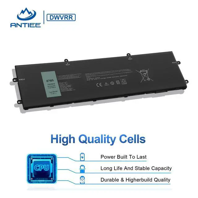 Alt view image 5 of 7 - DWVRR 87Wh Laptop Battery Replacement for Dell Alienware X15 R1 R2 X17 R1R2 | Inspiron 16 7620 2-in-1, Alienware X15 R1 NAWX15R101 X17 RTX 3080 P48E Series Notebook 817GN 0817GN NR6MH 0NR6MH 7250mAh