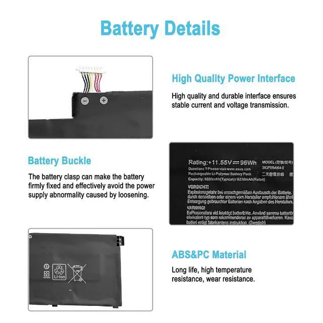 Alt view image 4 of 7 - 96Wh C32N2002 Replacement Laptop Battery for Asus ZenBook Flip 15 UX535 UM535 UX564 Q528 Q538 UX535LI UX535QA UM535QA UX564EH Q528EH Series 11.55V 8230mAh