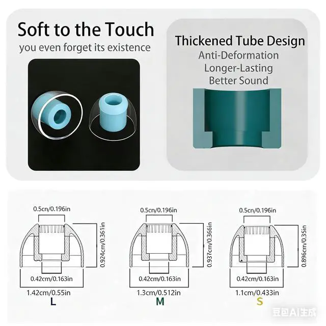 Alt view image 3 of 6 - Hi-Fi Liquid Silicone Ear Tips L/M/S, Universal Replacement Earbuds Tips | 3 Pairs Anti-Slip Comfort Tips, Enhanced Bass & Noise Isolation, Fit 4mm-7mm Nozzle Wireless Earbuds, Green
