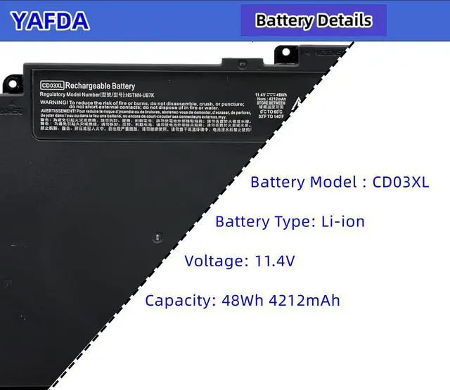 Alt view image 3 of 7 - CD03XL New Laptop Battery Replacement for HP ProBook 640 645 650 G4 640 650 G5 650 G7 Series 931702-171 931702-1C1 931702-421 931702-541 931719-850 CD03 CD03048XL CDO3XL