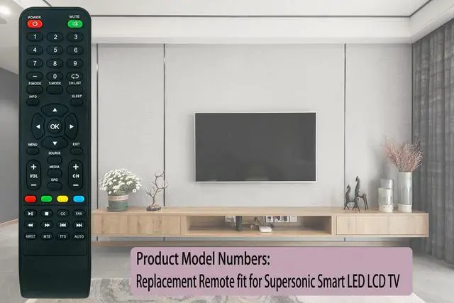 Alt view image 2 of 5 - Replacement Remote fit for Supersonic Smart LED LCD TV SC-3210 SC-1511 SC-1312 SC-4314K SC-4344K SC-4024K SC-1912 SC-1911 SC-2412 SC-1512 SC-2212