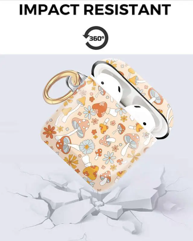Alt view image 6 of 6 - Compatible with AirPod 1/2 Case Cover,Cute Case with Keychain, TPU Protective Shockproof Case for AirPod 1st & 2nd Generation case for Girls WomenMushroom