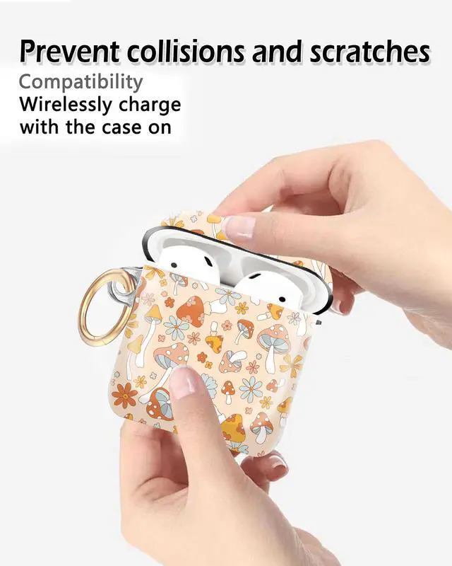 Alt view image 5 of 6 - Compatible with AirPod 1/2 Case Cover,Cute Case with Keychain, TPU Protective Shockproof Case for AirPod 1st & 2nd Generation case for Girls WomenMushroom