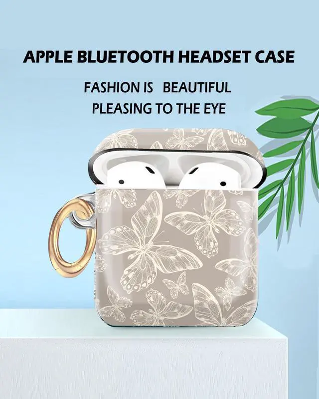 Alt view image 3 of 7 - Compatible with AirPod 1/2 Case Cover,Cute Case with Keychain, TPU Protective Shockproof Case for AirPod 1st & 2nd Generation case for Girls WomenGrey Butterfly