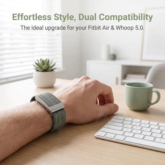 Alt view image 4 of 7 - Nylon Band Compatible with Fitbit Air/Whoop 5.0 Fitness Tracker, Breathable Replacement Strap with 2 in 1 Interchangeable Band Adapter, Adjustable Sport Wristband for Men Women