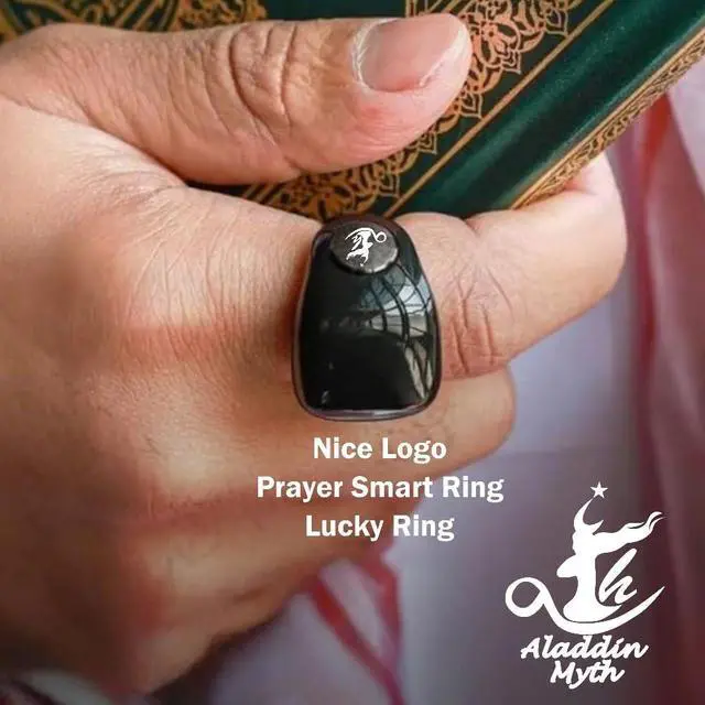 Alt view image 4 of 6 - Aladdin Fashion Tasbih Smart Ring, Tasbeeh Counters, Prayer Direction Indicator Guide,5 Azan Alarm Clock,Forgiveness,Electronic Rosary,Eid al-Fitr Eid al-Adha Ramadan Gift, men women,TiColor 18-20mm