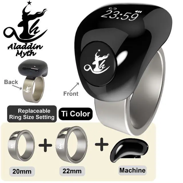Alt view image 2 of 6 - Aladdin Fashion Tasbih Smart Ring, Tasbeeh Counters, Prayer Direction Indicator Guide,5 Azan Alarm Clock,Forgiveness,Electronic Rosary,Eid al-Fitr Eid al-Adha Ramadan Gift, men women,TiColor 20-22mm