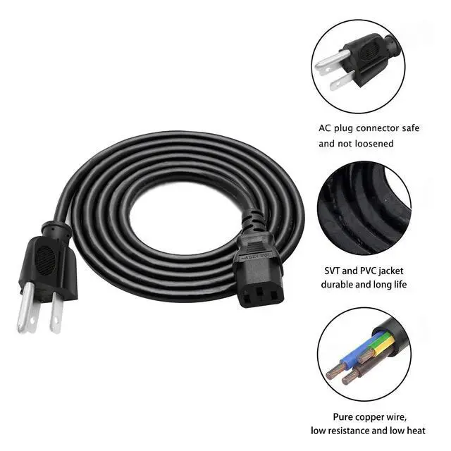 Alt view image 3 of 5 - 3 Prong Power Cord Replacement for Orange Crush 20 20W Bass 25 25W 35RT 35W 12 12W CR120C PiX CR100BXT 50BXT SUPER-CRUSH-100-H Amplifier AC Power Cable