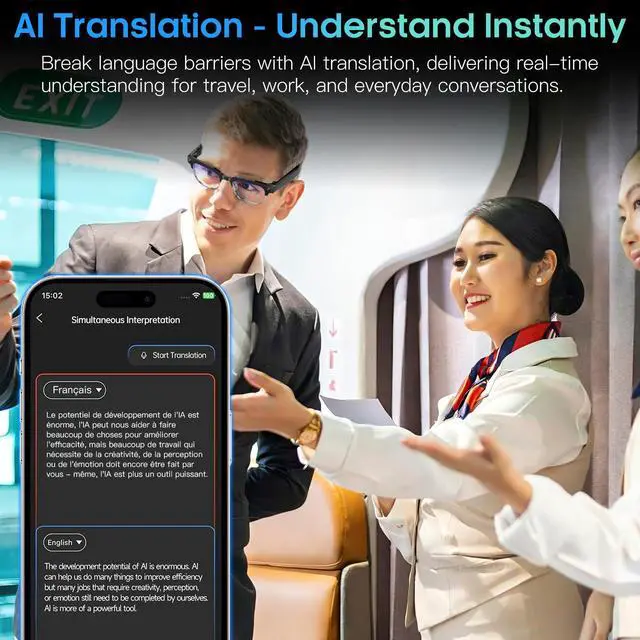 Alt view image 7 of 7 - AI Smart Watch for with 8MP Camera, 1080P HD Video Recording, 4K Photo, Real-Time Translation, AI Image Recognition, Voice Assistant, Music Control, Bluetooth Calling, Color Changing Lenses