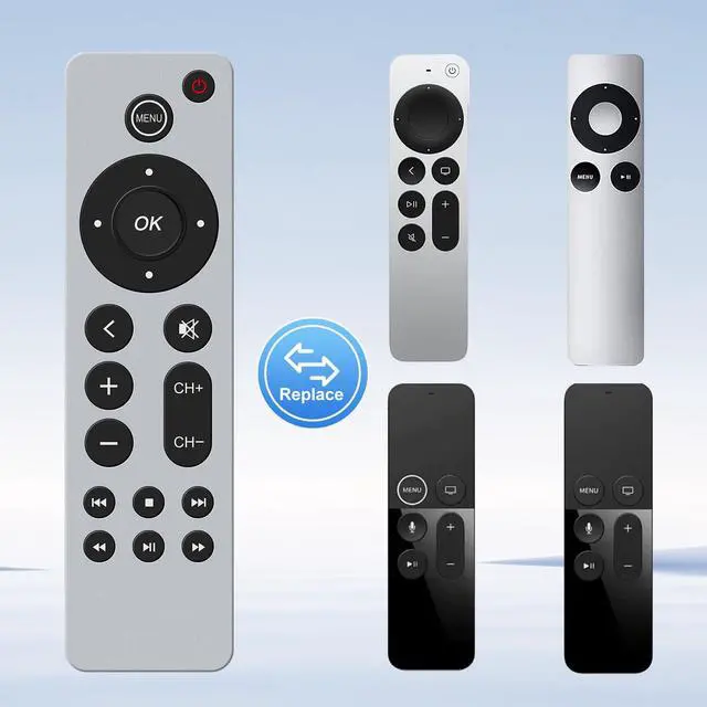 Alt view image 3 of 6 - 2PC Universal Replacement Control for Aple-TV-4K-Remote Control, for Aple TV 4K/HD(1,2,3,4,5 Gen) (NO Voice)