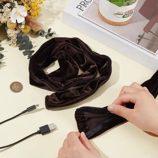 Alt view image 3 of 5 - 2PCS Chandelier Chain Cover, 39inch Fabric Cord Cover, Velvet Cloth Chain Sleeve for Electric Wire Lamp Chandelier Cord Cable Management (Black)