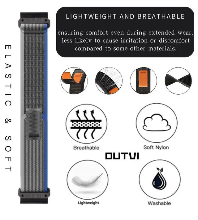 Alt view image 3 of 6 - 26mm watch band for garmin fenix 7x sapphire solar fenix 6x pro solar fenix 5x 3 hr quick release fit Nylon watch strap replacement for garmin epix 2 pro sapphire 51mm Descent MK1/2/2i