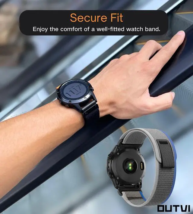 Alt view image 6 of 6 - 26mm watch band for garmin fenix 7x sapphire solar fenix 6x pro solar fenix 5x 3 hr quick release fit Nylon watch strap replacement for garmin epix 2 pro sapphire 51mm Descent MK1/2/2i