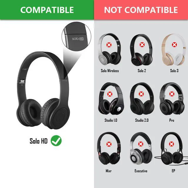 Alt view image 3 of 6 - QuickFit Replacement Ear Pads for Beats Solo HD Headphones, Ear Cushions, Repair Parts with Video Guide (Black)