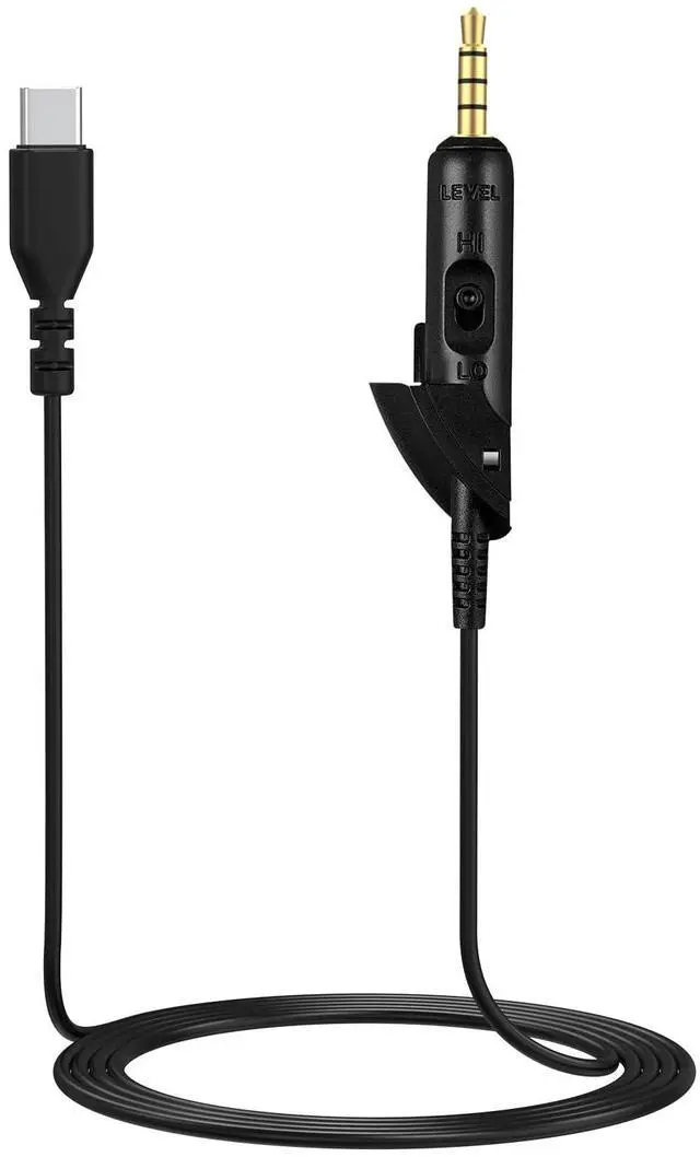 Main image of 3.5mm to USB-C AUX Cord Replacement Audio Cable Compatible with Bose QuietComfort 15 QC15 QC2 Headphones, Type-C Stereo Sound Cable, No Mic, Black, 6FT