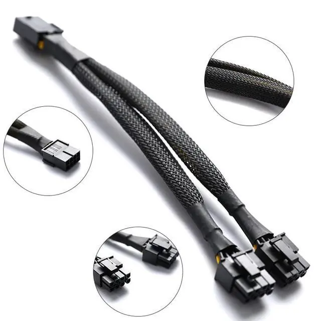 Alt view image 6 of 6 - 8 Pin Male to Dual 8 Pin (6+2) Male PCIe Power Adapter Cable for Dell Precision T3600 T3610 T5600 T5610 T5810 T7600 T7610 T7810 T7910 GPU Power Extension Cord 13-inch (34cm)