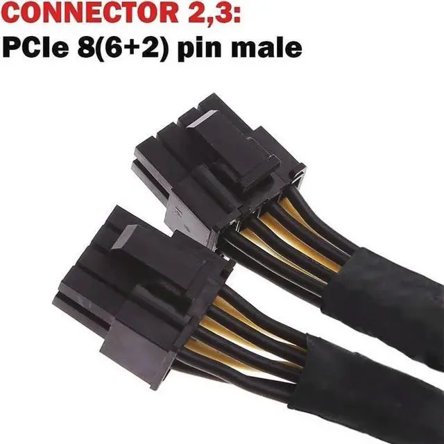 Alt view image 3 of 6 - 8 Pin Male to Dual 8 Pin (6+2) Male PCIe Power Adapter Cable for Dell Precision T3600 T3610 T5600 T5610 T5810 T7600 T7610 T7810 T7910 GPU Power Extension Cord 13-inch (34cm)
