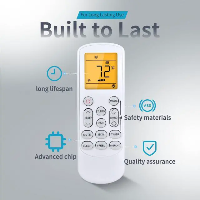 Alt view image 2 of 7 - Replacement for HYKOLITY/ROVSUN/Della Mini Split Air Conditioner Remote | for HYKOLITY 9,000 BTU 12,000 BTU 18,000 BTU 24,000 BTU Air Conditioner 19 SEER2 20 SEER2, for ROVSUN & DELLA Vario Series