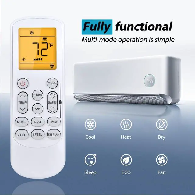 Alt view image 5 of 7 - Replacement for HYKOLITY/ROVSUN/Della Mini Split Air Conditioner Remote | for HYKOLITY 9,000 BTU 12,000 BTU 18,000 BTU 24,000 BTU Air Conditioner 19 SEER2 20 SEER2, for ROVSUN & DELLA Vario Series
