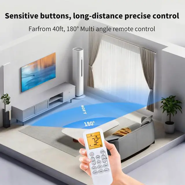 Alt view image 6 of 7 - Replacement for HYKOLITY/ROVSUN/Della Mini Split Air Conditioner Remote | for HYKOLITY 9,000 BTU 12,000 BTU 18,000 BTU 24,000 BTU Air Conditioner 19 SEER2 20 SEER2, for ROVSUN & DELLA Vario Series