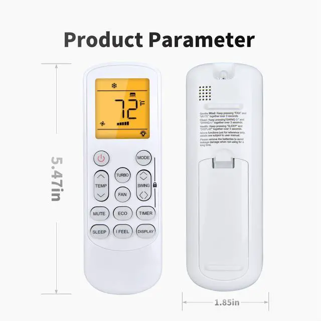 Alt view image 7 of 7 - Replacement for HYKOLITY/ROVSUN/Della Mini Split Air Conditioner Remote | for HYKOLITY 9,000 BTU 12,000 BTU 18,000 BTU 24,000 BTU Air Conditioner 19 SEER2 20 SEER2, for ROVSUN & DELLA Vario Series